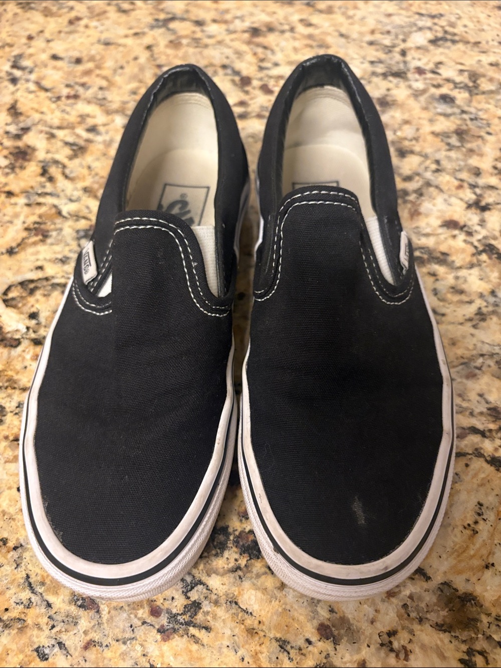 Vans Black Canvas Slip-On Loafers for Kids